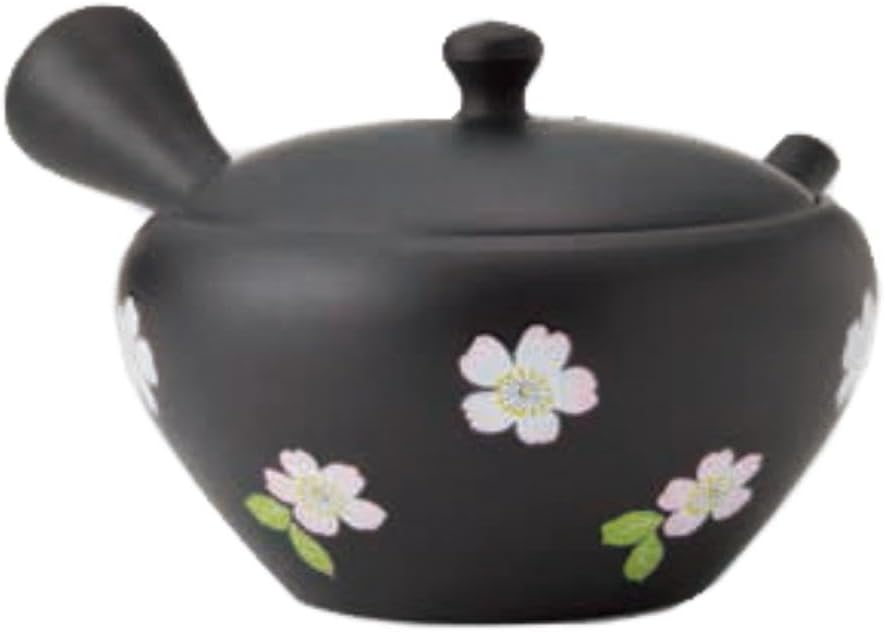 Yamakiikai Y364 Gyoku Black Iron Pot Cherry Blossom Teapot