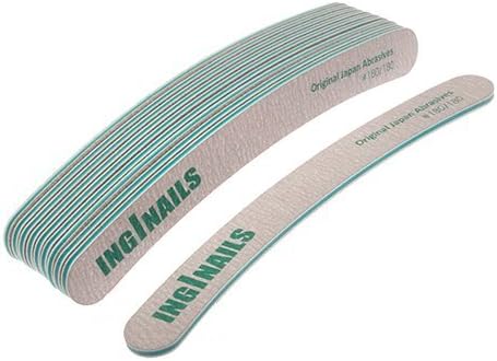 High Quality Professional Banana Nail File, zebra - green centre, sandpaper emery board 180/180 grit - 10pcs/pack