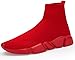 Santiro Mens Gym Shoes Knitted Fashion High Top Slip on Sneakers Lightweight Breathable Athletic Shoes Fashin Tennis Sport Shoes All Red 9 US