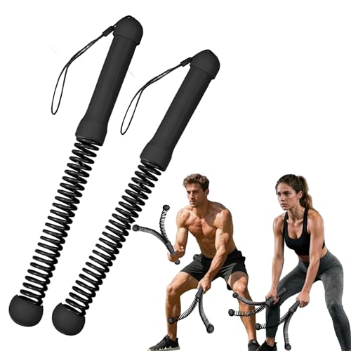 MOSHEEHDOR 2nd Gen Ropeless Battle Ropes for Home Gym, Heavy Duty Portable Cordless Battle Ropes with Integrated Spring (No Screws), Weighted Exercise Rope for Men & Women, HIIT Workout Equipment(black)