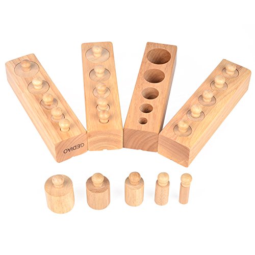 GEDIAO Montessori Toys Wooden Cylinder Socket Building Blocks Set Educational Toy for Baby Kids