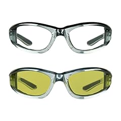 2 Prs Black Frame: Clear + Yellow Lens