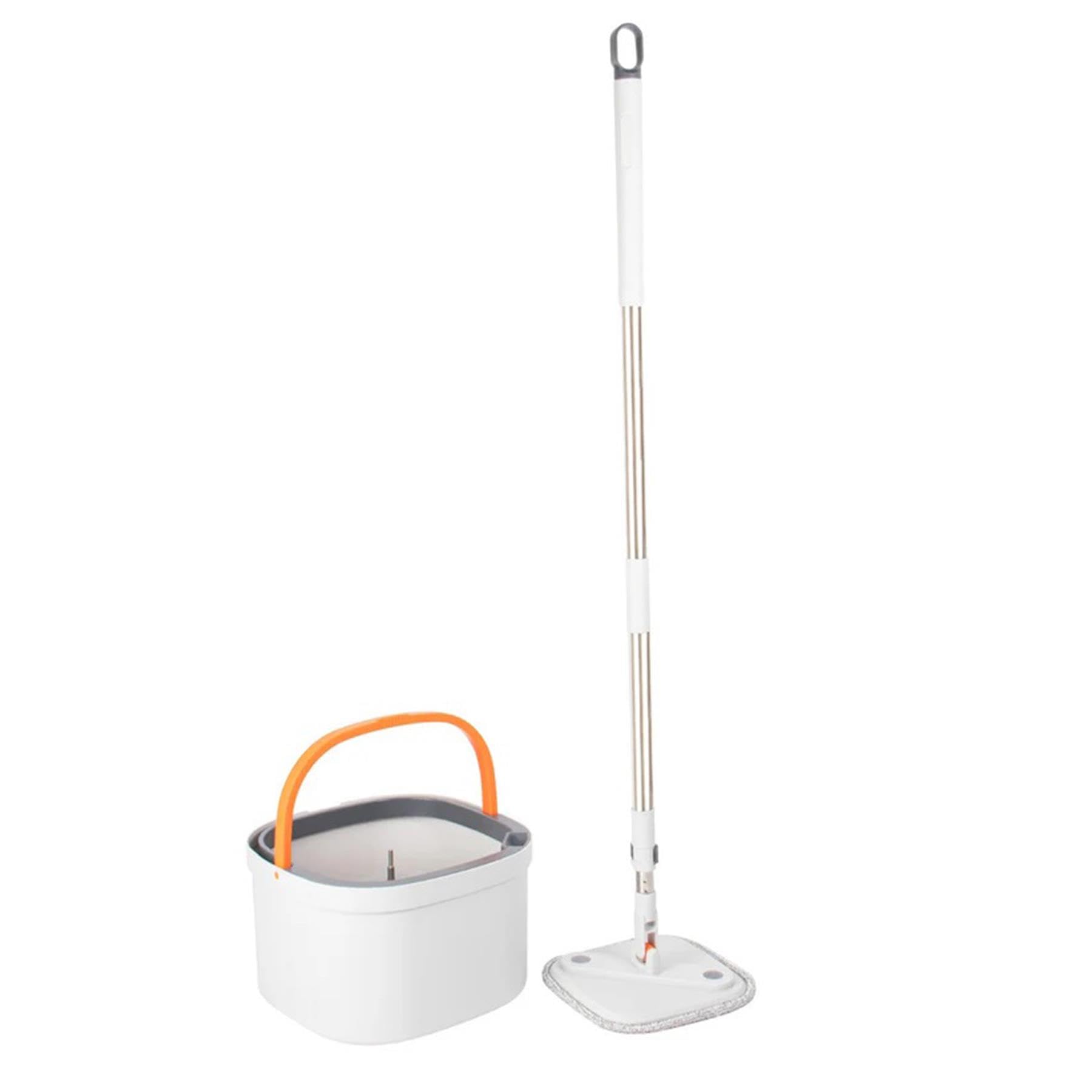 A2Z Juego de Cubo Cuadrado Giratorio de 360 Grados para una fácil Limpieza, Auto escurrido en húmedo y seco, Juego de Cubo de fregona AZ911231, Color Blanco