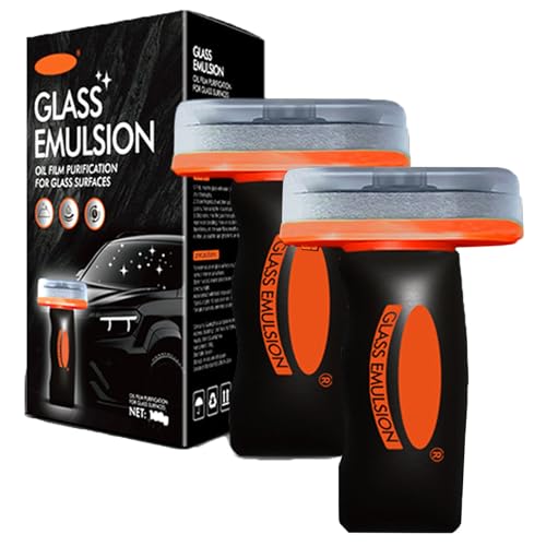 vlrbfl Glass Emulsion Cleaner, Roll-On Glass Compound with Cleaning Board, Removes Oil Film & Smudges, Improve Windshield Clarity for Safe Driving (2)