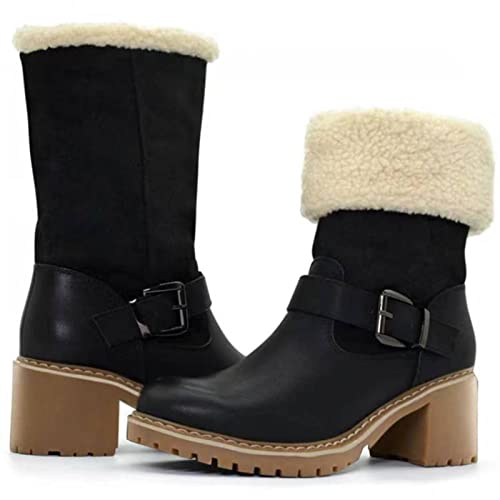 Bottes d'hiver en peluche chaude pour femme idéales pour la marche dans la neige