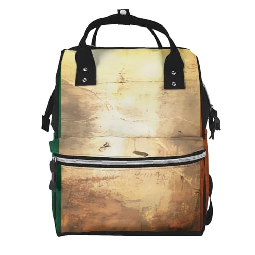 Sac à langer imprimé drapeau irlandais sac à dos grande capacité noir