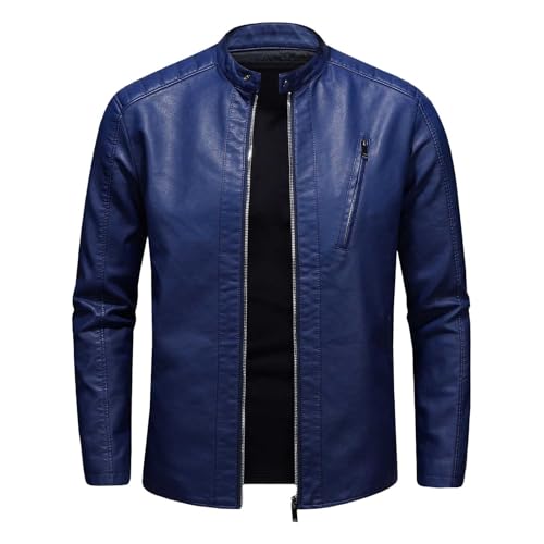 Veste en cuir montante homme coupe décontractée slim tendance