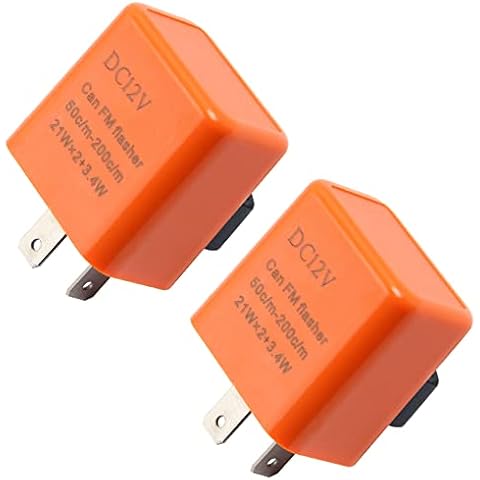 Yingcen 2Pcs 12V 2 Pin LED Flasher Relay Adjustable Indicator Relay for Motorcycle Motorbike Turn Signal LED Flasher Relay(Orange) Cover