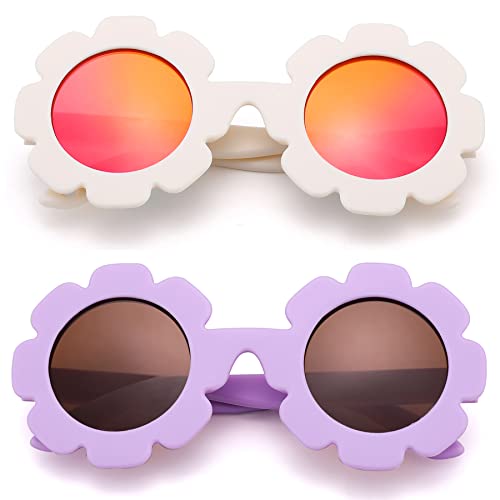 Image of Hycredi Flexible Bendable Flower Baby Polarized Sunglasses with Strap for Newborn Infant Girls Age 0-24 Months