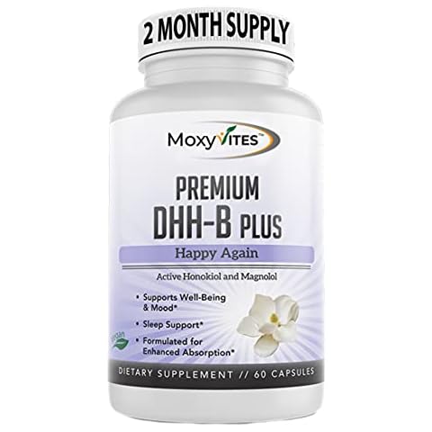 MoxyVites DHH-B Supplement - Bioactive Honokiol Magnolia bark Extract | for Cellular Health| Organic Ashwagandha & Herbs, High Strength 60 Vegan Capsules, 2 Month Supply, Non GMO Cover