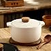 YUDIZWS Pentola in Ceramica, Piatto Antiaderente Casseruola Pentola Rotonda con Coperchio, Pentola per Minestra Resistente in Terracotta Pentola per Stufato Pentola 4L