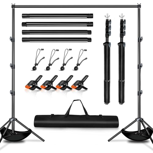 Heysliy Set de Soporte Fondo Fotográfico, Soporte de Fondo de Foto Profesional Ajustable (1-3m Altura/1.5-3m Ancho) con Bolsa de Transporte - Sistema de Fondo para Estudio & Photo Wall Party