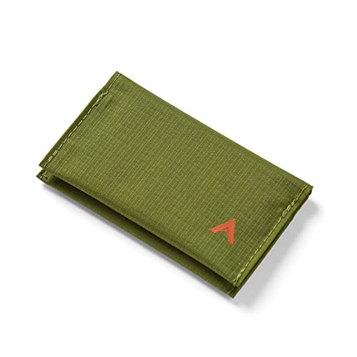 Allett Card Holder Wallet, Cala Green | Nylon, Bifold, Holds 2-12 Business Cards, Thin, Minimalist, Front Pocket | For Men and Women