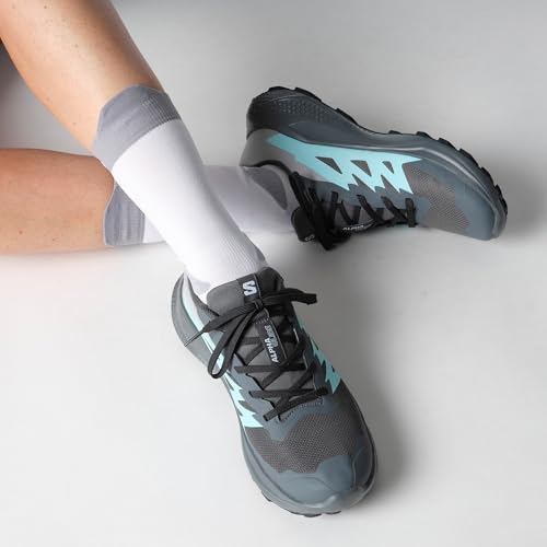 Salomon Women's Alphaglide Gore-Tex Trail Running Shoe, Waterproof All-Terrain Shoes for Trail Running & Hiking - Turbulence/Aruba Blue/Dark Navy - 7 Medium