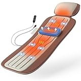 Full Body Massage Mat with Heat, Back Massage Pad with Lumbar Traction, Heating Pillow-Equipped, 4 Massage Modes & 6 Quieter Motors, Adjustable Waist to Fit 5'0-6'2, Foldable & Portable Design