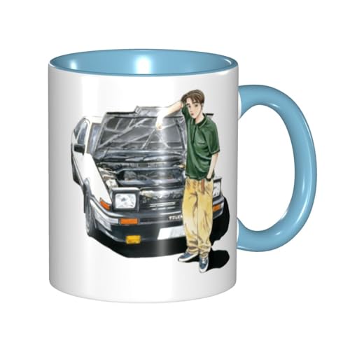 頭文字d イニシャル D 藤原拓海 コーヒーカップ マグカップ 陶器 食器 スープカップ 耐熱 シンプル オフィス レストラン 330ml 朝食カップ Coffee Mug 電子レンジ温め 食洗機対応 かわいい 結婚祝い 母の日 プレゼント