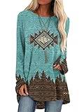 Sweat à manches longues pour femmes Vintage 3D Style ethnique imprimé hauts pullover col rond décontracté motif aztèque occidental vêtements de sport.