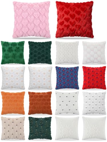 Moukeren 18 Pcs Seasonal Pillow Covers 18 x 18 Inch Holiday Pillow Covers Summer Fall Winter Spring Heart Shamrock Rabbit Ghost Pumpkin Cushion Case for Sofa Couch Home Decor