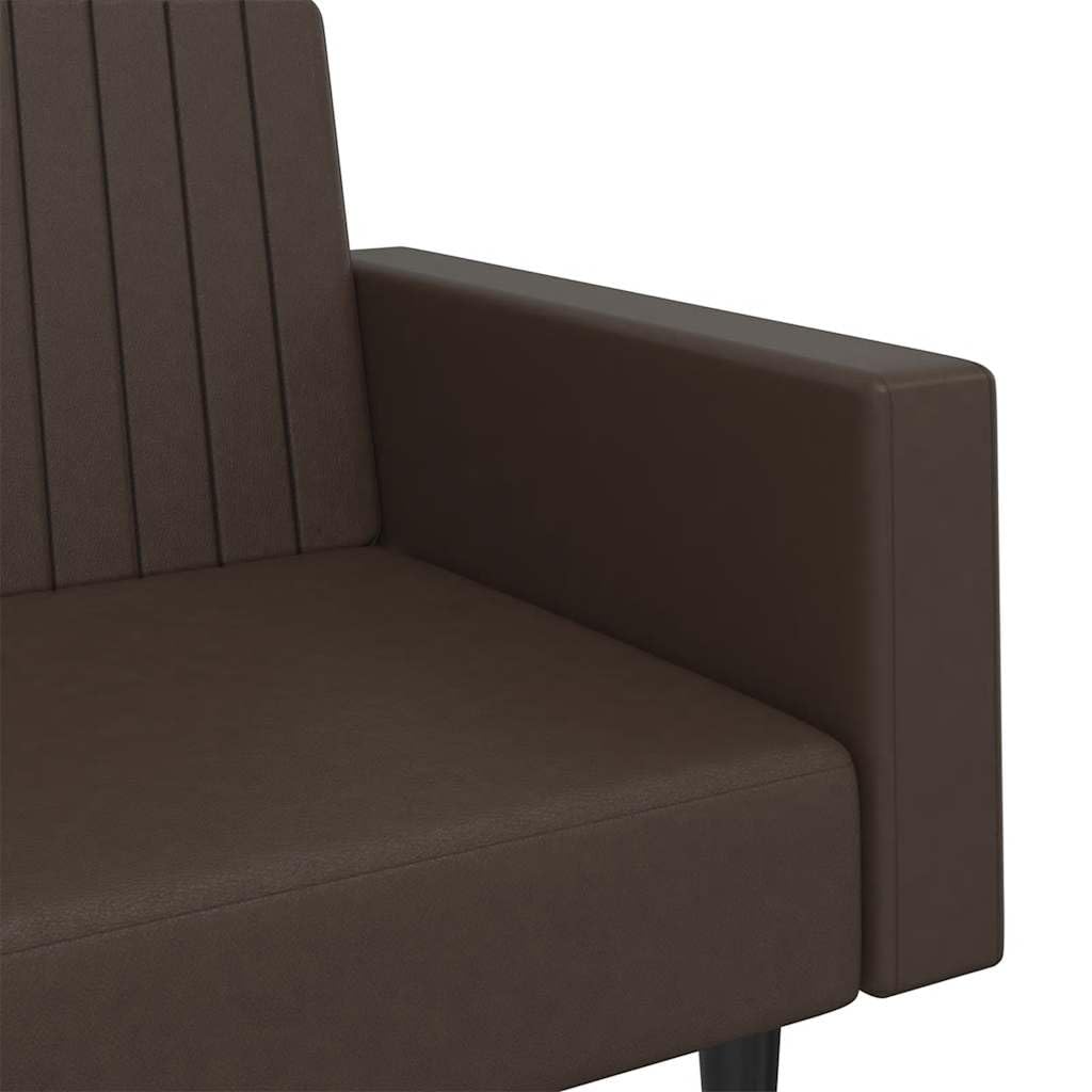 Sofá cama de 2 plazas marrón de piel sintética con espacio de almacenamiento, 220 x 84,5 x 69 cm, cómodo sofá esquinero con respaldo, ideal para salón, habitación de invitados, habitaciones
