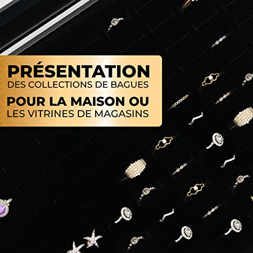 Praknu Boîte à Bagues en Cuir pour 100 Bagues – Présentoir à Bijoux Écrin – vue 8