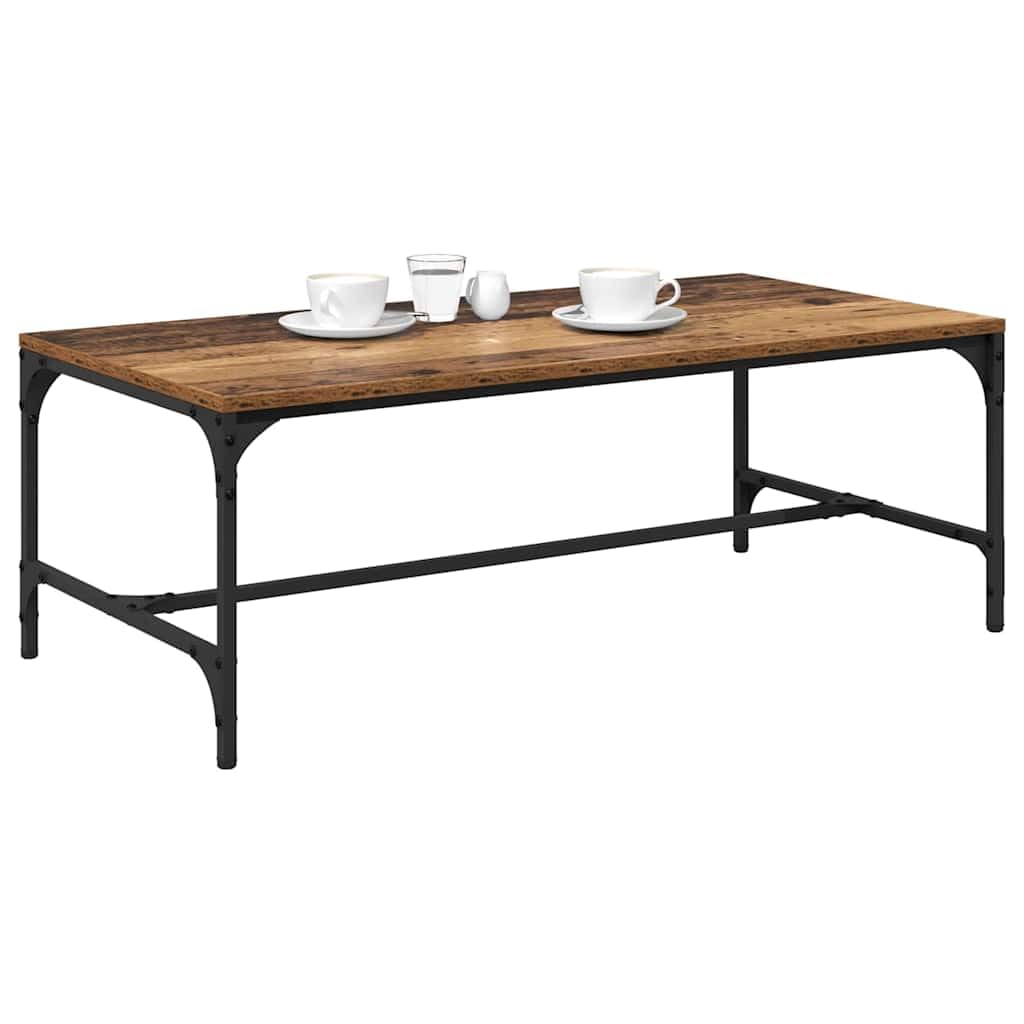 Mesa de centro de madera de 100 x 50 x 35 cm, aspecto de madera envejecida, diseño moderno con estante, resistente y duradera, para salón, sofá, esquina, dormitorio