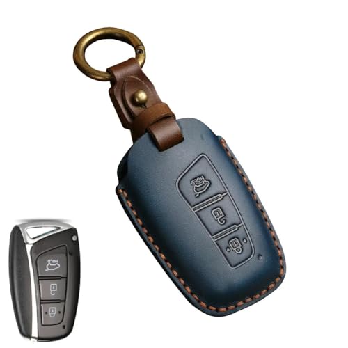 Étui clés en cuir fait main contre usure télécommande Hyundai - 2