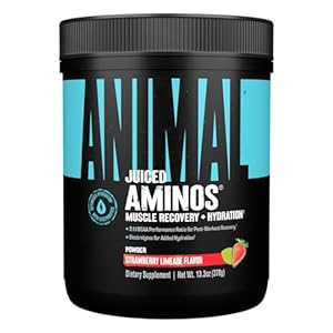 Animal Juiced Amino Acids – BCAA Powder EAA Matrix Plus Hydration with Electrolytes and Sea Salt Anytime Recovery and Improved Performance, Strawberry Limeade Flavor, 30 Servings
