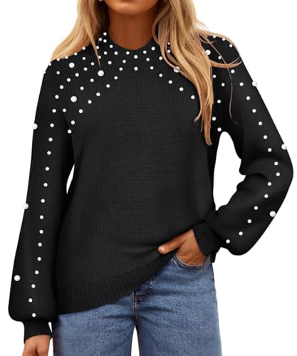 RITERA Womens Plus Size Sweaters Pearl Long Sleeve Casual Pullover Warm Jumper Knit Tops XL-5XL