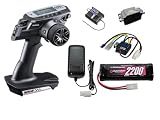 sanwa rx 471 Set di proposte per auto elettriche, kit di avviamento tutto in uno con ricevitore impermeabile, servo digitale a basso profilo, motore spazzolato ESC, 1 batteria di azionamento e caricatore rapido per taglio automatico