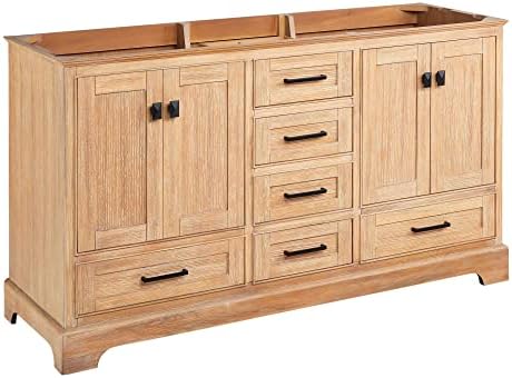 Signature Hardware 482899 Quen 60" Double Vanity Cabinet Only - Less Vanity Top - Driftwood Brown