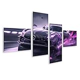 islandburner Bild auf Leinwand Mercedes im lila Sturmlicht für Wohnzimmer Automobil-Enthusiasten Autohaus Bilder Wandbilder Poster