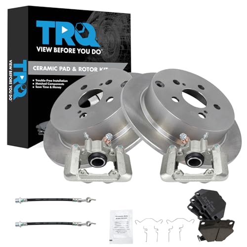 Image of TRQ Rear Brake Pad & Rotor Kit Ceramic Compatible with 2005-2006 Toyota Corolla