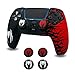 ElitePlay Black and Red Spider Anti-Slip Silicone Cover Skin for PS5 Controller, Soft Rubber Case for PS5 Wireless Controller With 2 Sets Thumb Grips