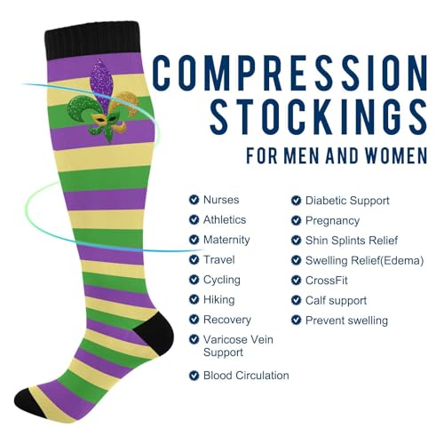 Image of Wusikd Heartbeat Symbol Compression Socks for Women and Men Circulation Black Long Socks for Athletic Running 1