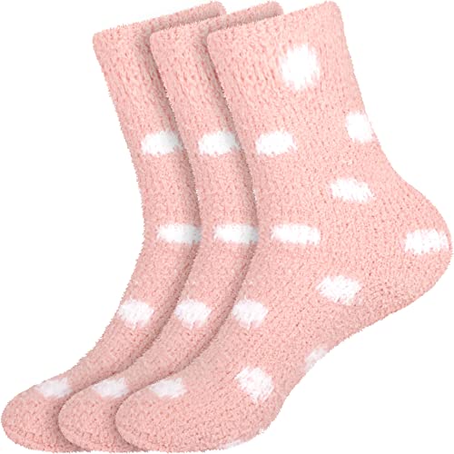 Image of BambooMN Women's Super Soft Fuzzy Socks, Polka Dot, Gradient, Snowflake, Featherlight Cuff - Assorted Colors