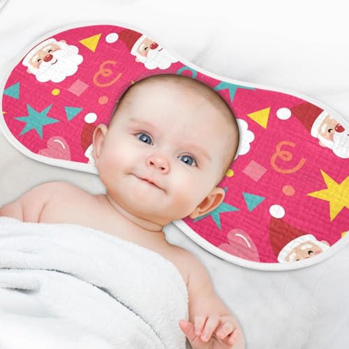 2 Pack Muslin Burp Cloths Christmas Santa Magenta Cotton Baby Burp Cloths Ultra Absorbent Burping Cloth Soft Spit Up Rags for Newborn Babies Boys Girls, Large 22" x 11"4