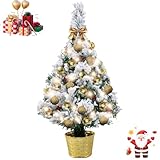Petit Sapin de Noël Lumineux 50 cm - Mini Sapin de Noël Artificiel floqué de Neige - avec éclairage à Piles et Boule de Noël - pour Noël,Maison, décoration de Table de Salle à Manger