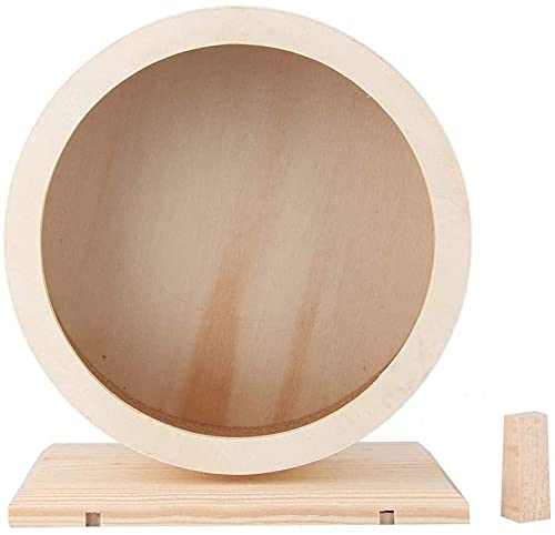 Hamster Wooden Running Wheel,Hamster Silent Exercise Wheels, Small Animal Play Toy for Rat Gerbil Mice Chinchillas Hedgehogs Guinea Pigs (M)