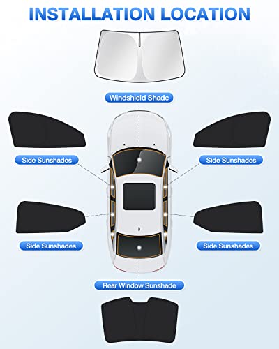 Image of Canvcle Sunshade for 2020-2025 2026 Nissan Sentra Windshield Sun Shade Side Rear Window Shade Cover Sun Visor Shield Privacy Protection Keep Vehicle Cool Black 6PCS
