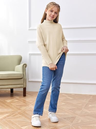 SySea Girls Pullover Sweaters Oversized Long Sleeve Turtleneck Knit Sweater Casual School Tops for 5-14 Years4