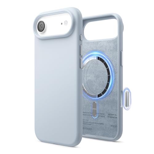 Image of elago for iPhone Air Case, Premium Magnetic Silicone Case, Compatible with MagSafe, Liquid Silicone Material, Protective Cover, Shockproof, Slim Phone, 6.5 inch (Light Blue)