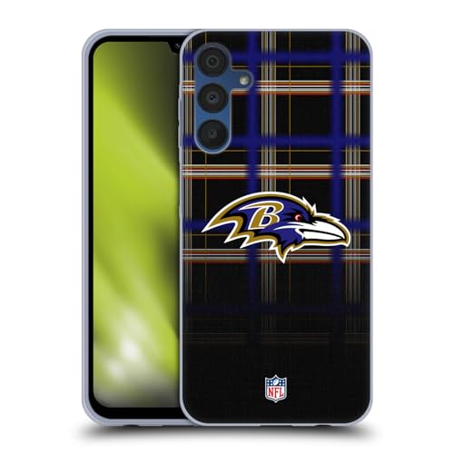 Funda Baltimore Ravens Samsung Galaxy A15 de gel suave con diseño de tela escocesa negra
