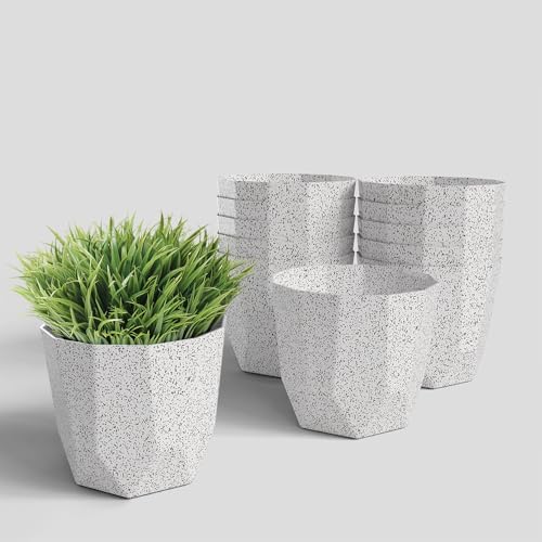 Image of YUCCABE ITALIA SHERA Hexa Plastic Planter Pot for Plants | Decorative Flower Pot | UV Protected Lightweight Indoor Outdoor Gamla for Home Decor, Balcony, Garden & Living Room