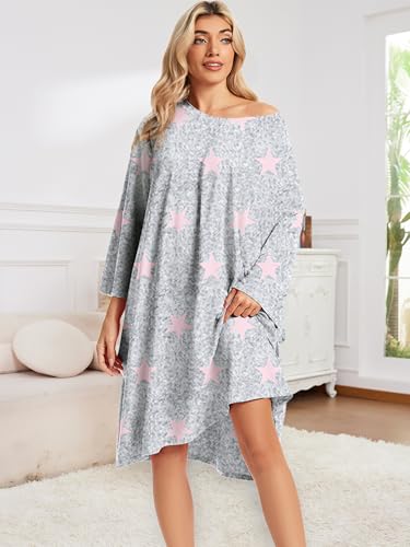 Image of CRIPOM Plus Size Moo Moos for Women Oversized Sleep Shirts for Women Oversized Nightgown with Pocket Fit S-5XL