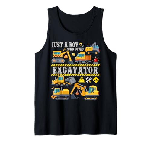 Men Kids Just A Boy Who Loves excavators Constructions Lover Canotta