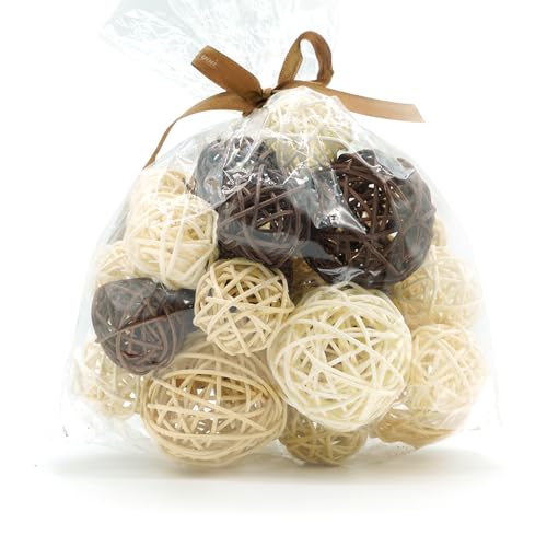 Qingbei Rina 20 PCS Decorative Balls for Bowls Beige Brown White