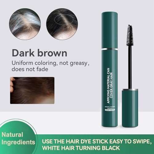 Root Touch-Up Stick - DarkBrown Hair Mascara - Grey Hair Cover Up - Semi-Permanent Hair Dye Temporary Brush - Waterproof Long Lasting Grey Hair Coverage Beard - Image 3