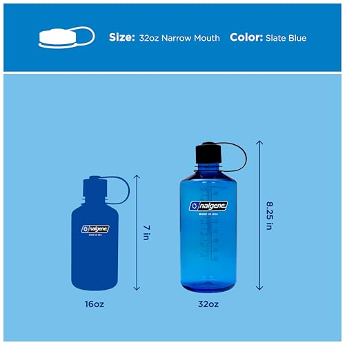 Image of Nalgene 32 oz Narrow Mouth Water Bottle | BPA-Free, Durable & Leak Proof, Lightweight Bottle for Hiking, Gym & Travel, Slate Blue