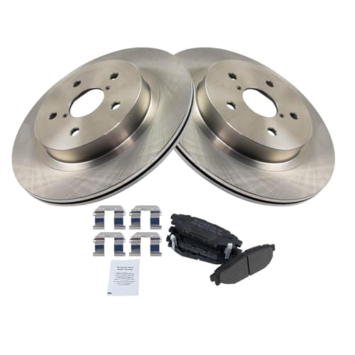 Image of TRQ Rear Brake Pad and Rotor Set Semi Metallic Rotors Compatible with 2016 Subaru WRX