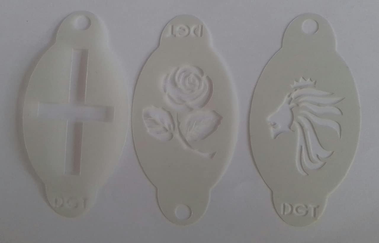 3 x England Theme face Painting Stencils Reusable Many Times Sport Football Soccer World Cup Rugby English